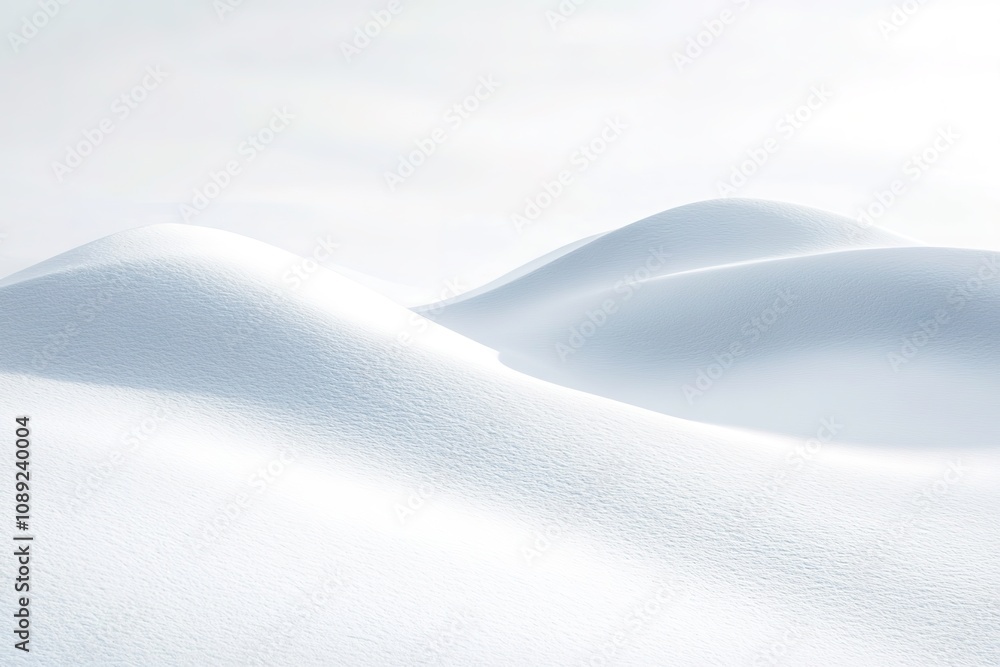 Fototapeta premium Smooth white snow hills with soft shadows and light