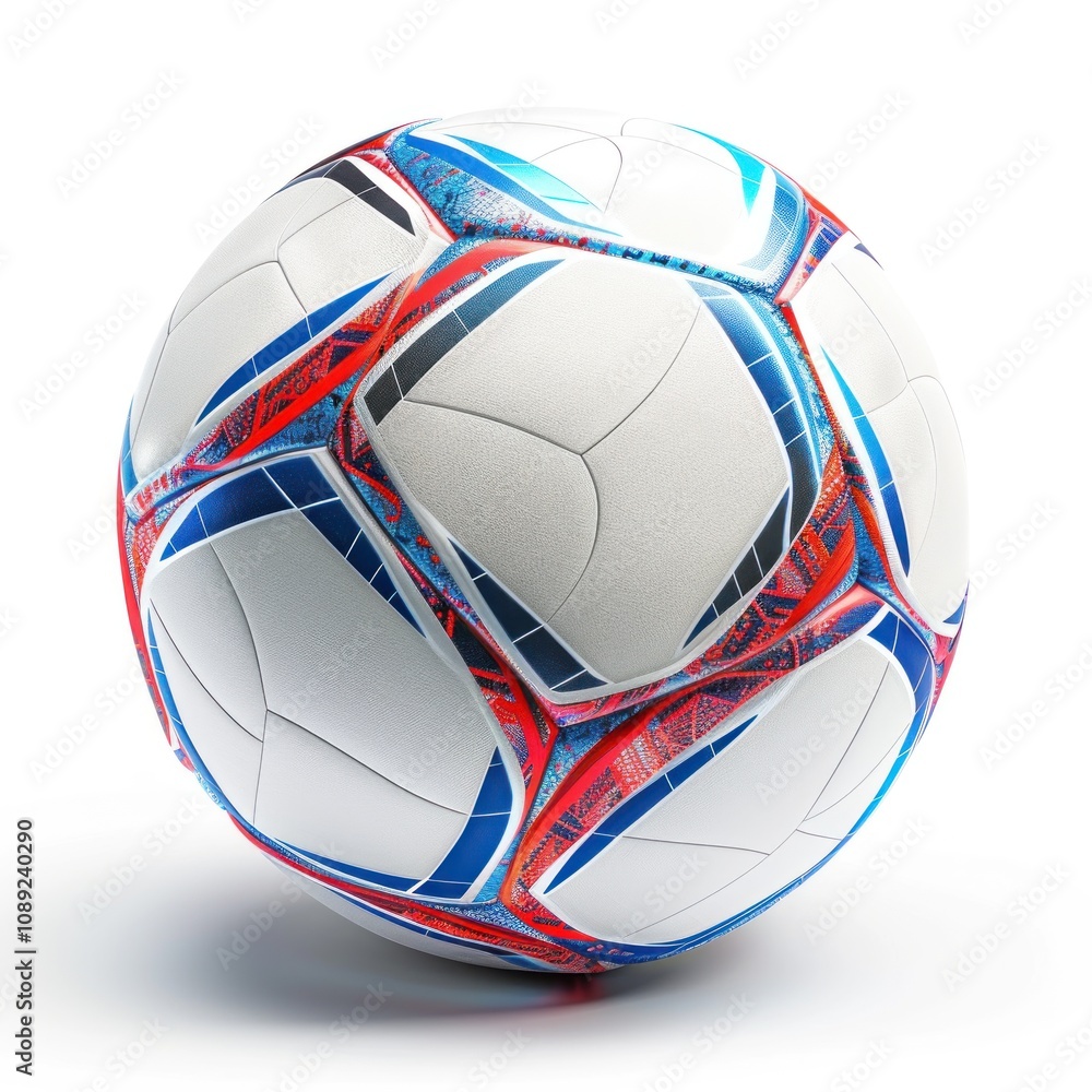 Fototapeta premium Modern Soccer Ball Design with Red and Blue Details