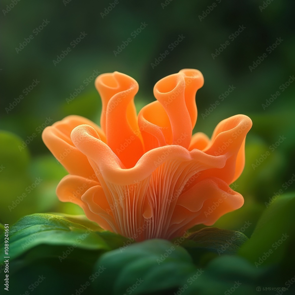 vibrant orange flower with unique petal shapes surrounded by lush greenery vibrant orange flower with unique petal shapes surrounded by lush greenery