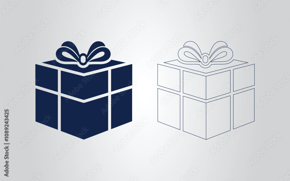Obraz premium Gift box icon with lineart