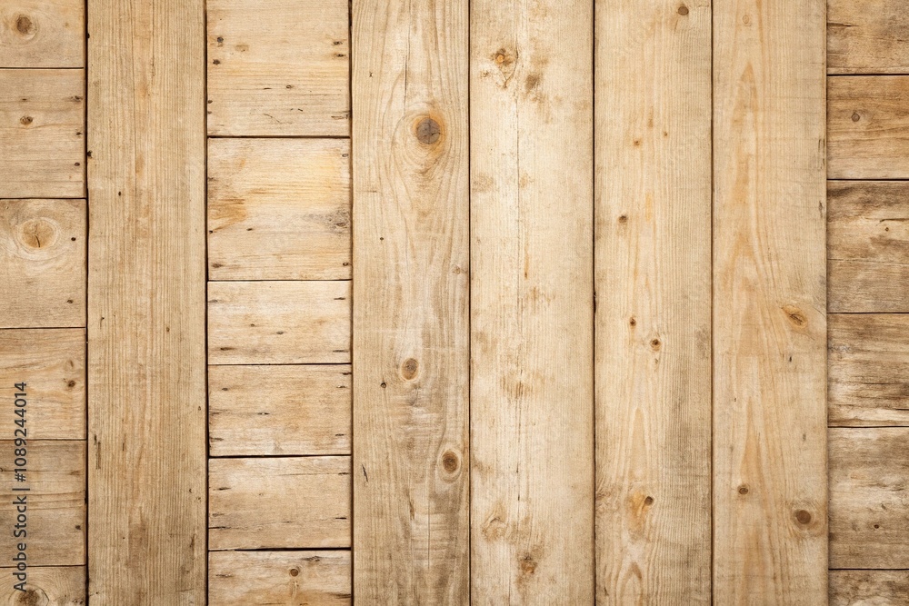 Fototapeta premium A wooden plank background features a natural, textured finish reminiscent of worn and weathered driftwood, wood, nautical