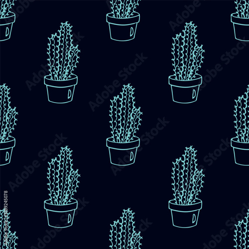 Seamless pattern with cactus doodle for decorative print, wrapping paper, greeting cards and fabric