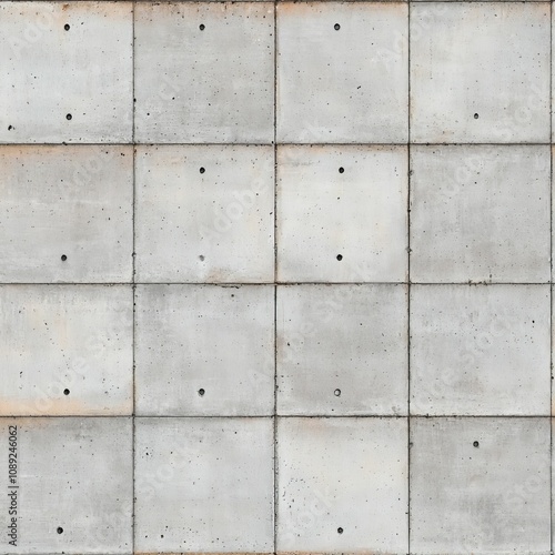 Wallpaper Mural seamless background concept. A textured concrete surface featuring a grid pattern with uniform gray squares and small holes. Torontodigital.ca
