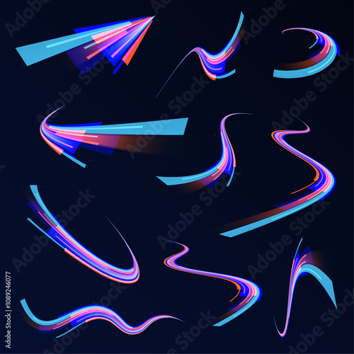 Iight background, speed, wavy, swirl,curve,speedy,vector. Abstract background rotational border lines. Neon stripes in the form of drill, turns and swirl.