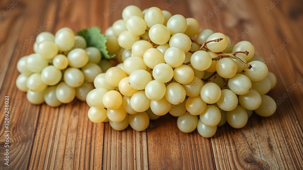 arrangement of white grapes on a wooden table, greenery, vines, wine arrangement of white grapes on a wooden table, greenery, vines, wine