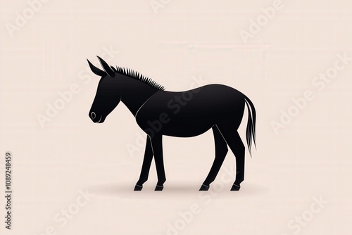 stylized black donkey silhouette on a neutral background photo