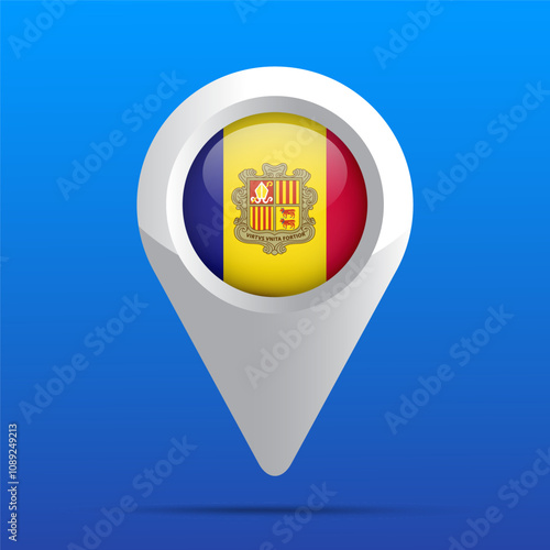 Free Download Andorra Flag Map Icon. Glossy icon. 3D - GFXLoad