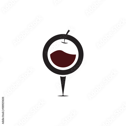 lychee wine logo design drink illustration