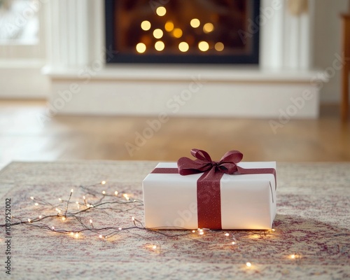 Vintage-style Christmas wrapping paper and ribbon