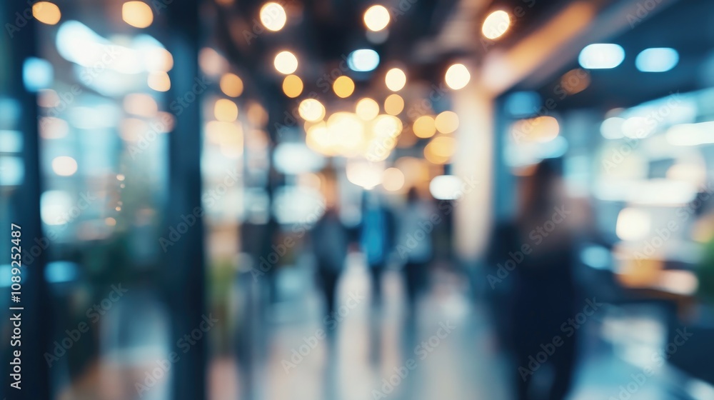 Blurred atmosphere of professionals networking at a corporate event, featuring soft lights and indistinct figures in a modern office environment. Blurred atmosphere of professionals networking at a corporate event, featuring soft lights and indistinct figures in a modern office environment.
