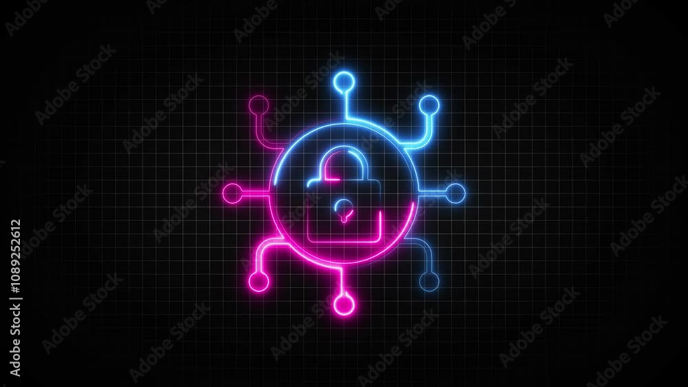 Glowing neon Padlock icon,and Neon cyber Lock Icon Isolated. Glowing neon Padlock icon,and Neon cyber Lock Icon Isolated.