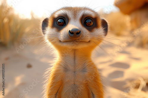 Wallpaper Mural A stunning close-up of a meerkat showcasing its curious gaze and intricate fur details. Perfect for wall art, prints, or unique merchandise that celebrates nature’s charm. Torontodigital.ca