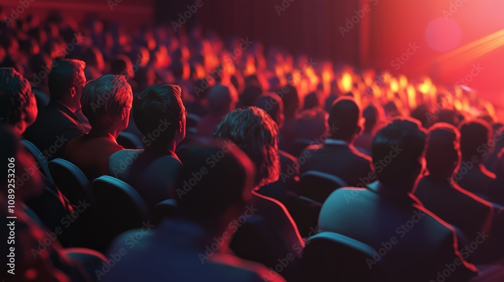 Audience immersed in a vibrant concert atmosphere inside an auditorium, with a captivated crowd enjoying the performance in a slightly blurred setting. Audience immersed in a vibrant concert atmosphere inside an auditorium, with a captivated crowd enjoying the performance in a slightly blurred setting.