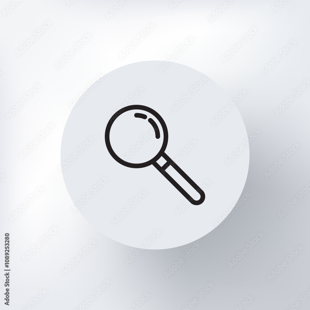 A minimalist magnifying glass icon symbolizing research in a circle on a light gray background. A minimalist magnifying glass icon symbolizing research in a circle on a light gray background.
