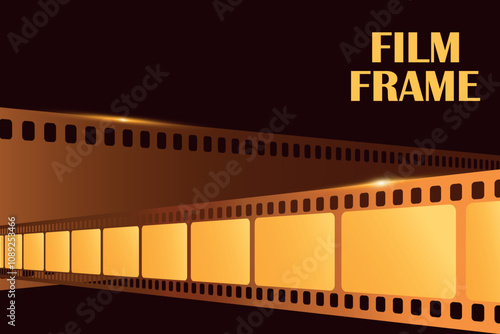 Film frame background with shiny crossed film strips. Movie film concept. Vector illustration