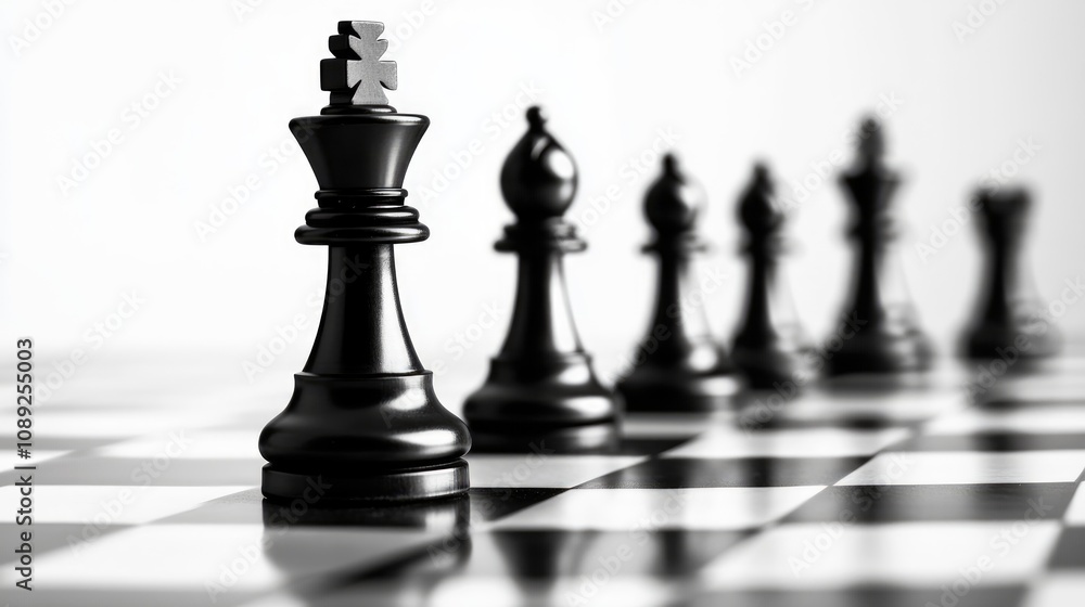 Black chess pieces lined up on a board, emphasizing strategic leadership and competition, symbolizing success and career advancement in business contexts. Black chess pieces lined up on a board, emphasizing strategic leadership and competition, symbolizing success and career advancement in business contexts.