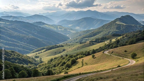 Abstract background with rounded hills and valleys formed by smooth shapes and lines, serene backdrop, calming landscape, abstract scenery