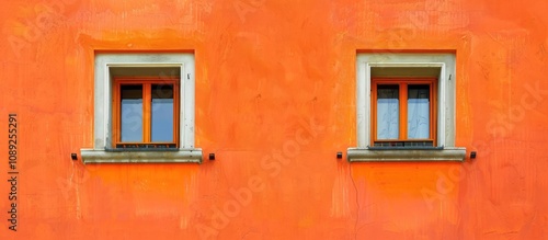 Orange Wall with Two Windows