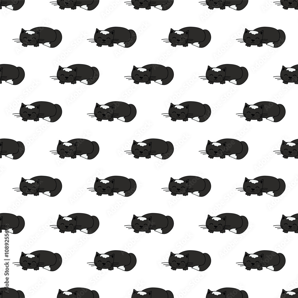 Fototapeta premium Seamless pattern with cat doodle for decorative print, wrapping paper, greeting cards, wallpaper and fabric