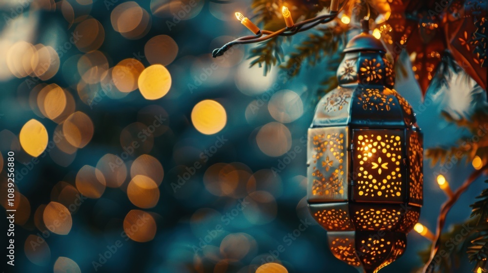 Close-up concept of Islamic New Year with traditional elements like a crescent moon, lantern, and decorative patterns.
Close-up concept of Islamic New Year with traditional elements like a crescent moon, lantern, and decorative patterns.