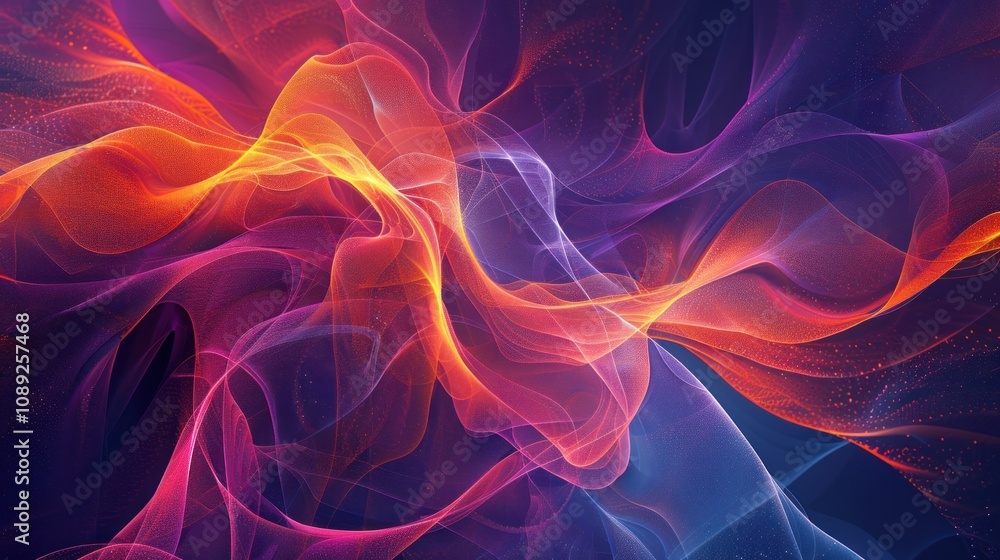 Fototapeta premium Abstract vibrant swirling energy, fiery hues, dynamic flow.