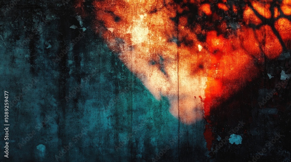 Obraz premium Vivid color explosion contrasted with dark shadows, creating an abstract and textured background full of depth and visual intrigue.