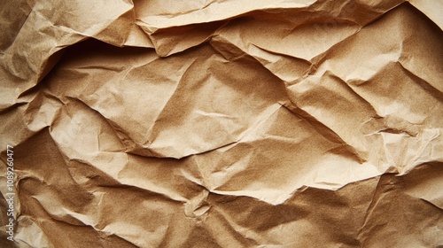 Wallpaper Mural Crumpled brown kraft paper texture showcasing natural fibers, perfect for eco-friendly design projects and recycling themes. Torontodigital.ca