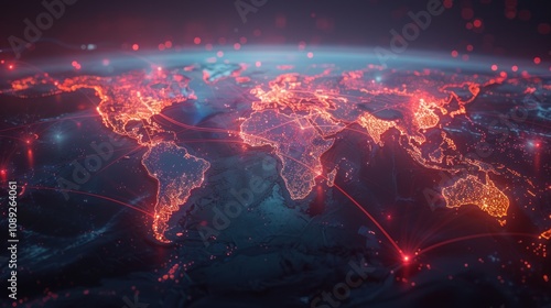 Global Network Connections -  A Digital World Map