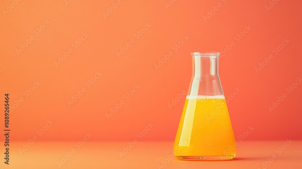 Detox orange cocktail in a glass beaker against a vibrant coral backdrop, showcasing a refreshing beverage with a clean and healthy appeal. Detox orange cocktail in a glass beaker against a vibrant coral backdrop, showcasing a refreshing beverage with a clean and healthy appeal.