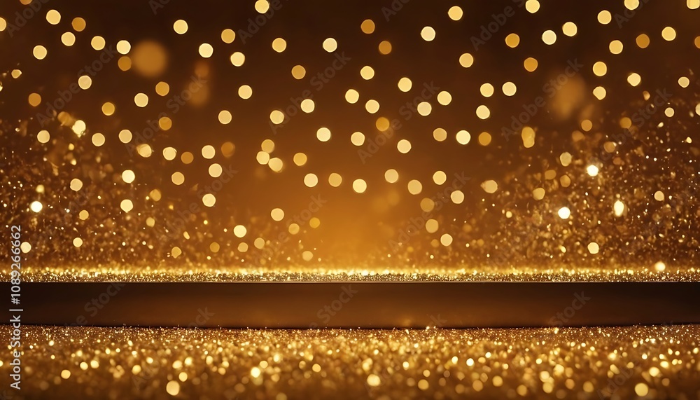 Obraz premium A luxurious background with golden sparkles scattered across a deep black backdrop, intricate details of shimmering gold particles creating a sense of elegance and richness.3