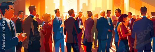 Networking Maze: A crowd of people engaged in lively conversation at a chamber of commerce event.