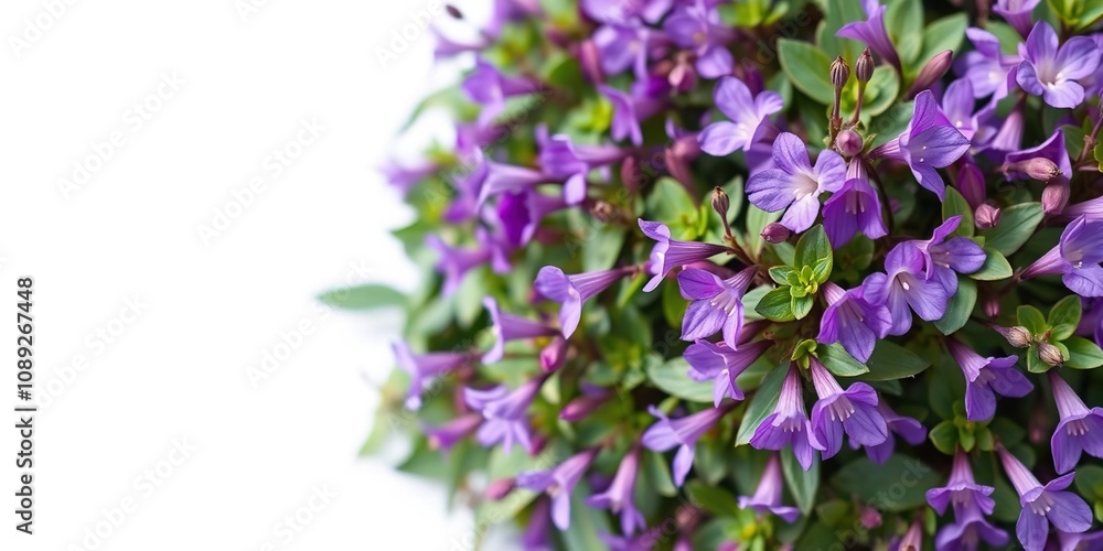 Fototapeta premium Creeping Bellflower Plant with Purple Flowers, periwinkle flowers, bellflower plant, creeping bellflower