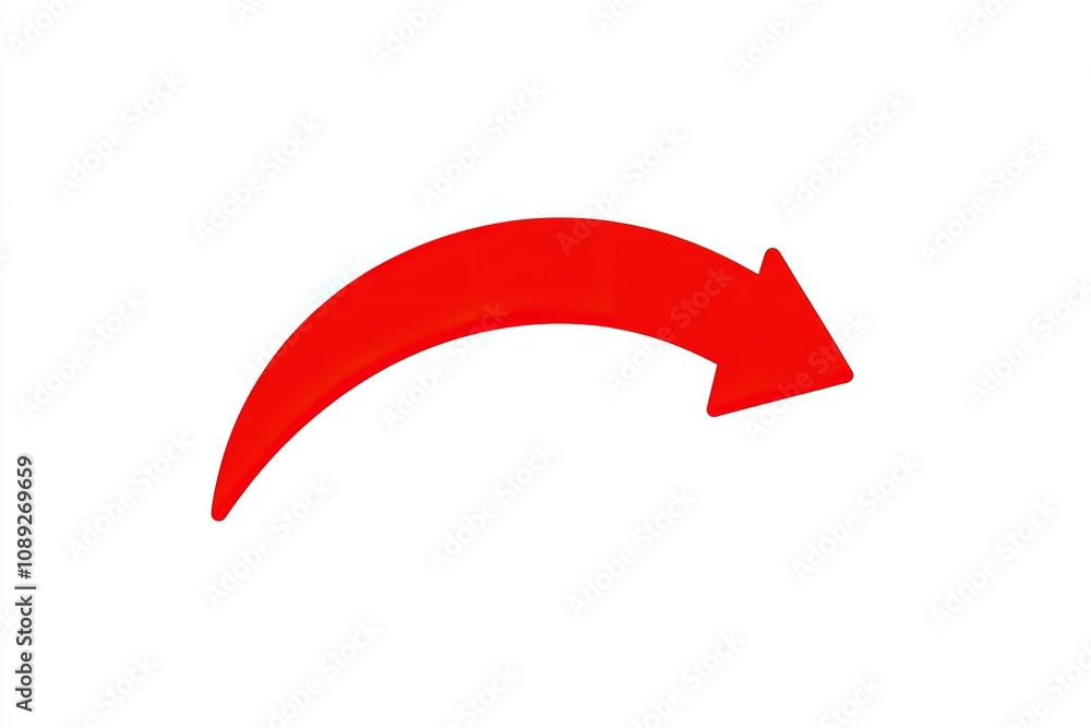 simple flat curved Right red arrow pictogram on a pure white background. vector 8k image simple flat curved Right red arrow pictogram on a pure white background. vector 8k image
