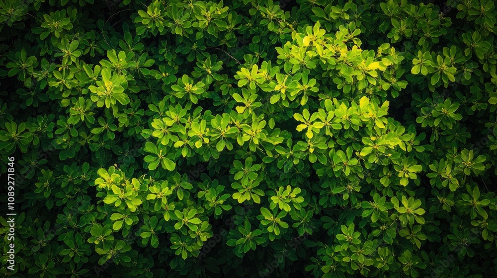 Vibrant green foliage creating a dense canopy in a lively spring forest, showcasing various leaf shapes and rich textures. Vibrant green foliage creating a dense canopy in a lively spring forest, showcasing various leaf shapes and rich textures.
