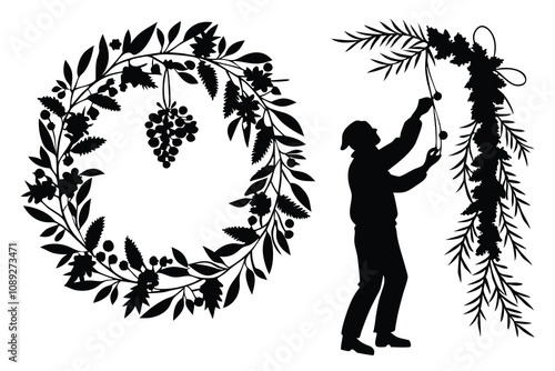 Wreaths and garlands  silhouette vector art illustration A.eps