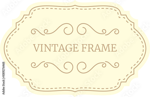 Elegant vintage frame featuring decorative swirls and a dotted border, set against a soft ivory background, perfect for adding a touch of classic charm to designs