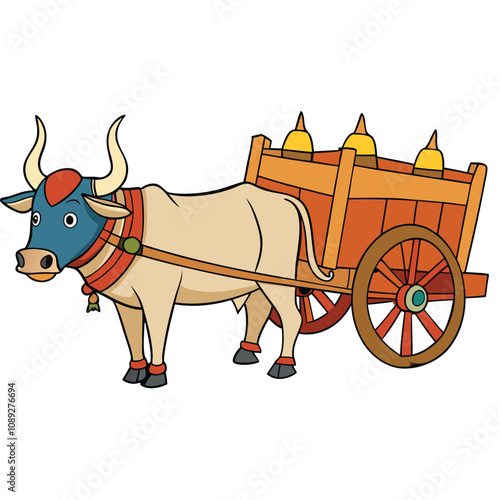 Bullock Cart vector illustration