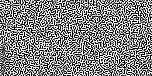 Organic seamless patterns with rounded lines Diffusion reaction background. Monochrome background of natural organic forms motion. Overlay template abstract Turing organic wallpaper background.