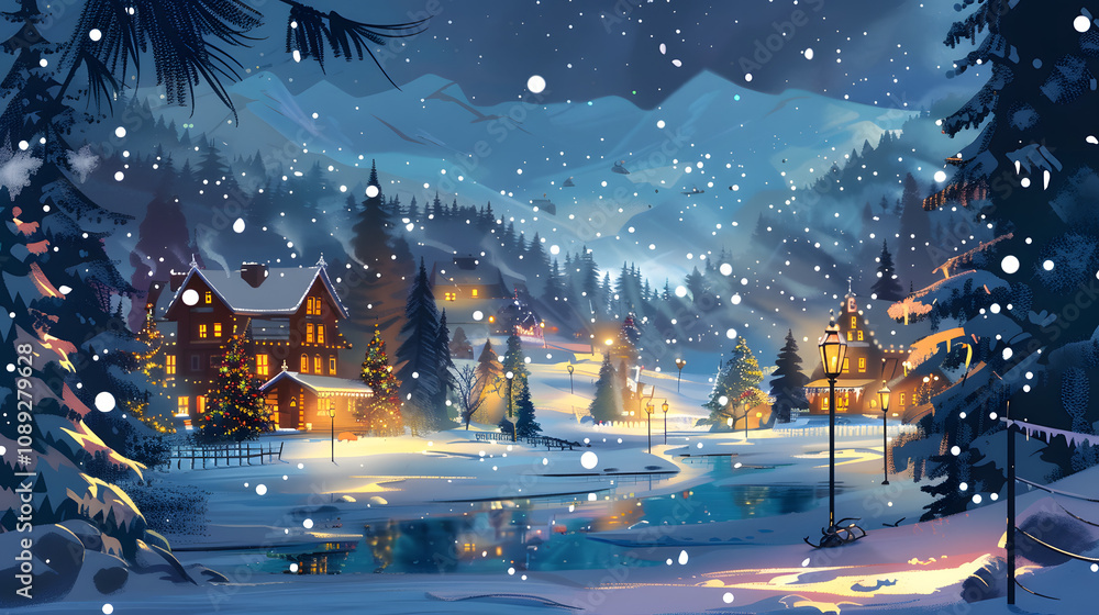 Winter Wonderland Flat illustration vector background Winter Wonderland Flat illustration vector background