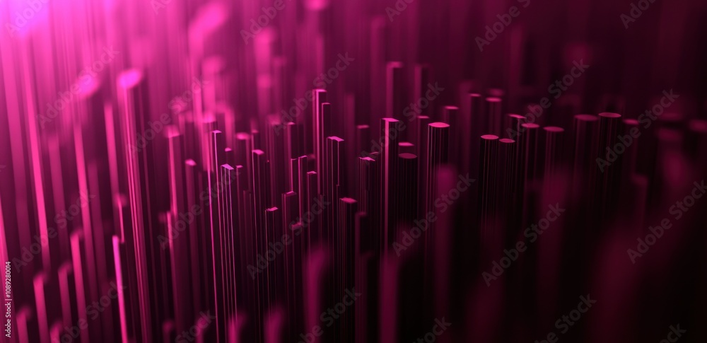 Abstract visualization of vertical lines in a vibrant pink hue, suggesting depth and movement. Abstract visualization of vertical lines in a vibrant pink hue, suggesting depth and movement.