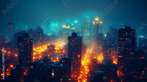 city landscape, night time, night city wallpaper