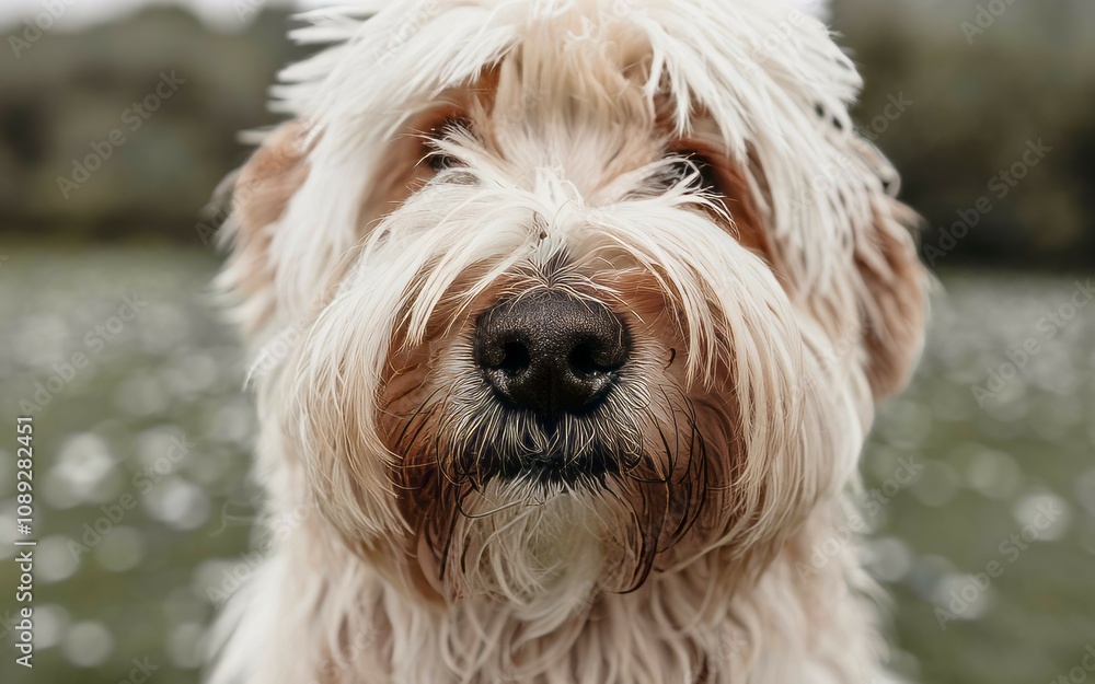 Fluffy dog portrait. Adorable canine, soft fur, gentle eyes. Symbolizes loyalty and companionship. Fluffy dog portrait. Adorable canine, soft fur, gentle eyes. Symbolizes loyalty and companionship.