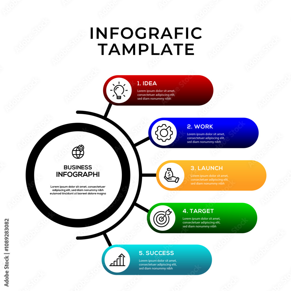 Fototapeta premium Creative Infographic with Minimal and Flat Design