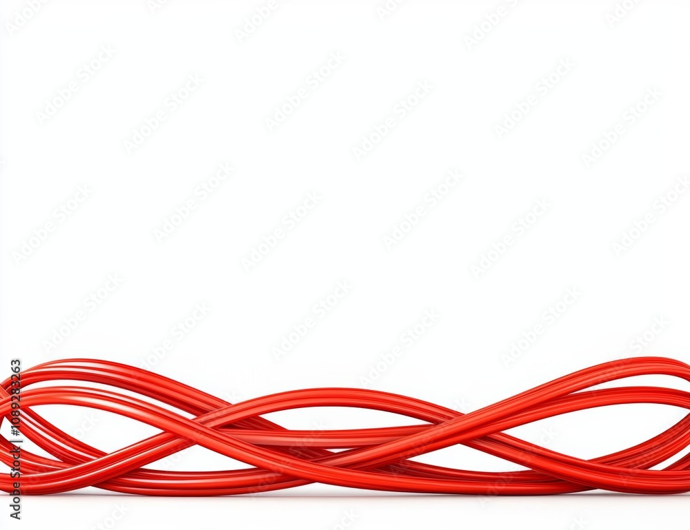 Abstract background of red squiggly lines against white , isolated on white background,  , copy space, copy space for text,