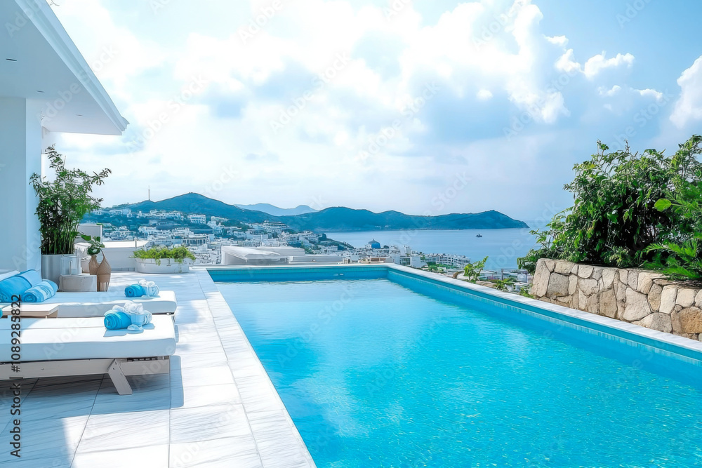 Fototapeta premium Luxury modern style at the exterior beach houses