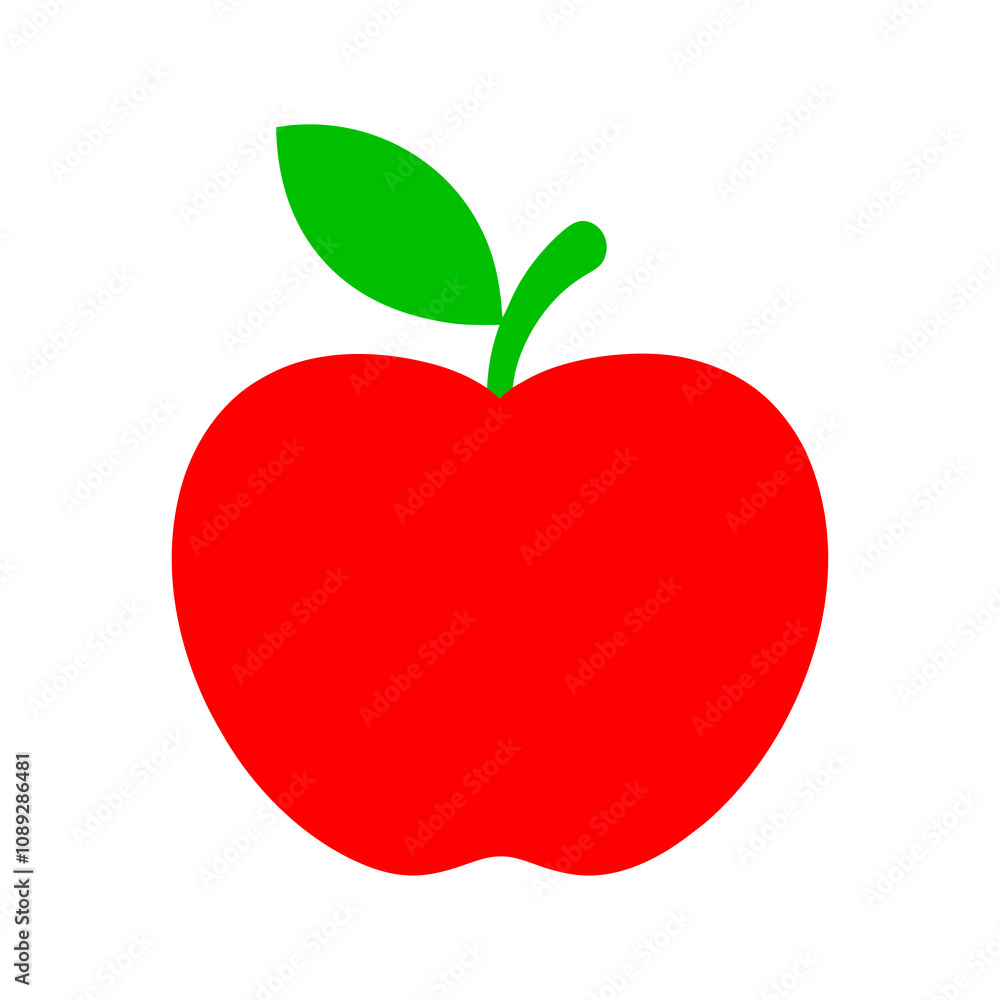 Red apple with leaf isolated on white background Red apple with leaf isolated on white background
