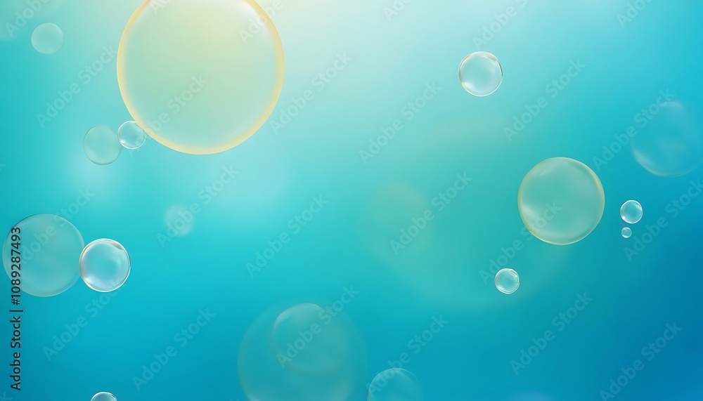 Bubbles on Demand Abstract bright soap bubbles floating in the air, on blue background, Bubbles on Demand Abstract bright soap bubbles floating in the air, on blue background,