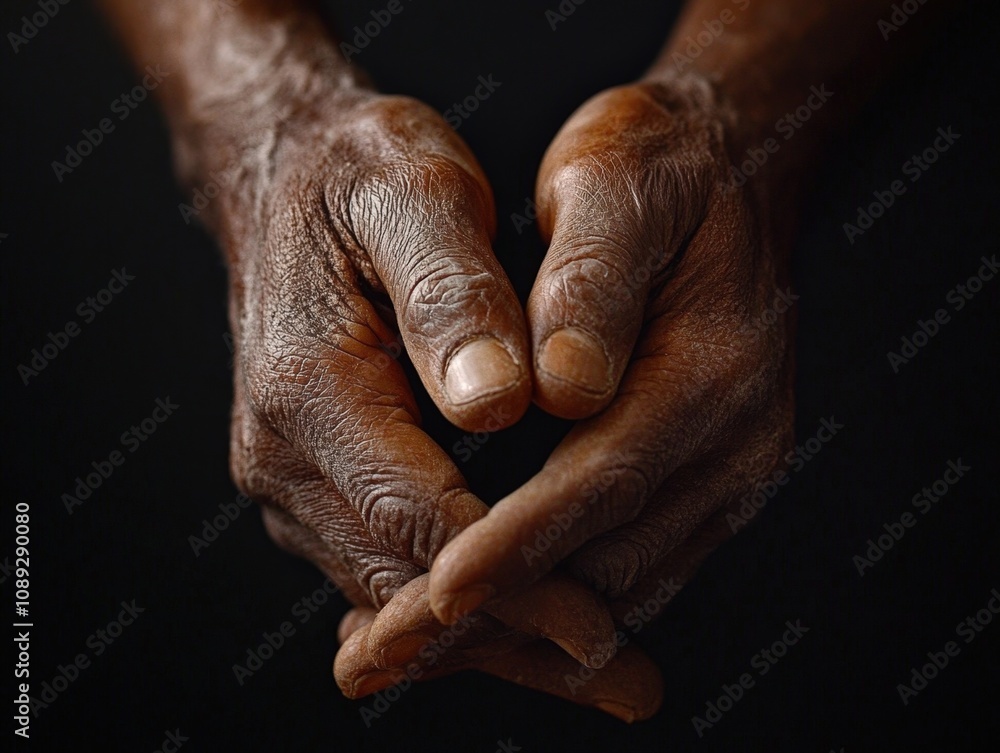 Fototapeta premium closeup of hands in a thoughtful pose symbolizing reflection and contemplation