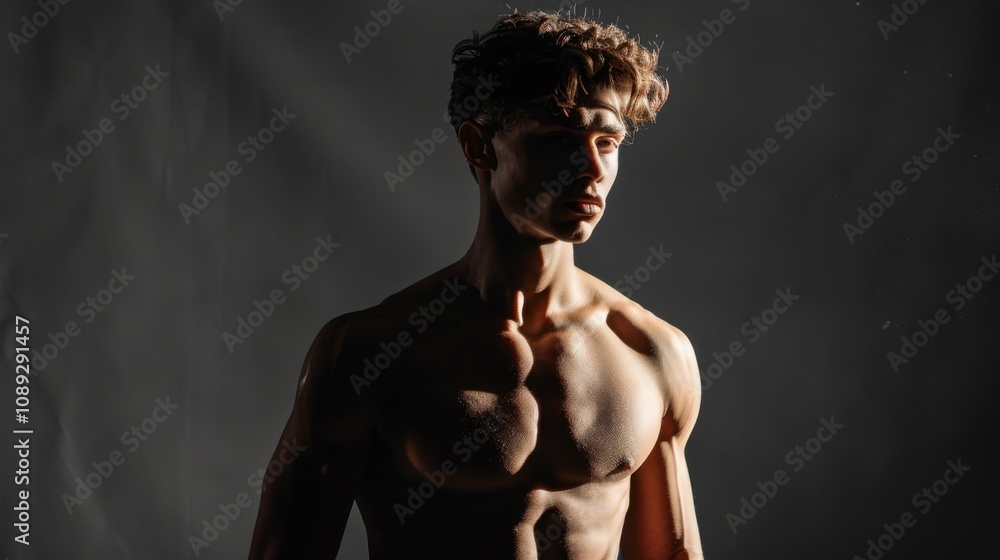 Obraz premium Front view of a man posing confidently in a studio setting.