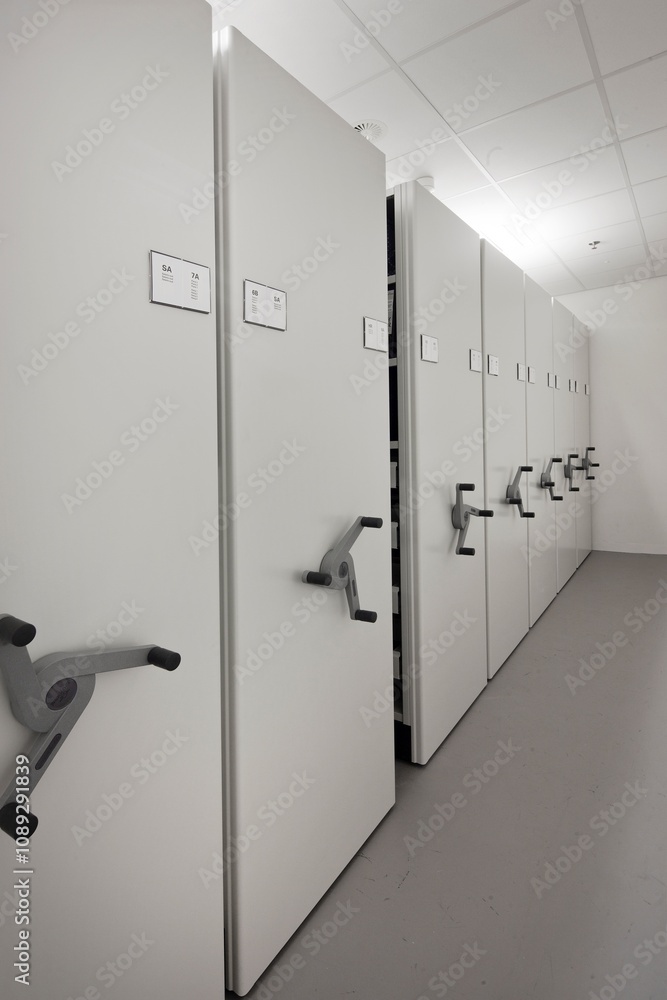 Modern Dutch interior design, entrance of an office building. Interior design. Magista mobile archive filling cabinet. Modern Dutch interior design, entrance of an office building. Interior design. Magista mobile archive filling cabinet.